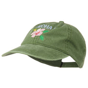 Hawaii Flower Aloha Embroidered Washed Cap