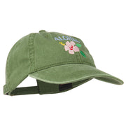 Hawaii Flower Aloha Embroidered Washed Cap