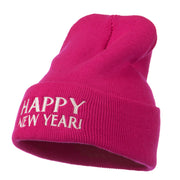 Happy New Year Embroidered Long Beanie