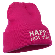 Happy New Year Embroidered Long Beanie