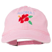 Hawaii Flower Aloha Embroidered Washed Cap