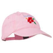 Hawaii Flower Aloha Embroidered Washed Cap