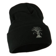 Halloween Spooky Tree Embroidered Long Beanie