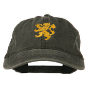 Heraldic Lion Embroidered Washed Cotton Twill Cap