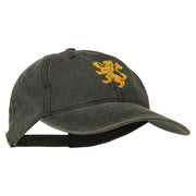 Heraldic Lion Embroidered Washed Cotton Twill Cap