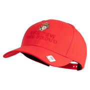 The Few The Proud US Marine Embroidered 6 Panel Structured Cotton Twill Cap Made in USA - Red OSFM