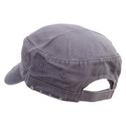 Simple Cowboy Logo Embroidered Enzyme Frayed Solid Army Caps - Grey OSFM