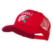 Hawaii State Flower with Aloha Embroidered Trucker Cap