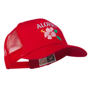 Hawaii State Flower with Aloha Embroidered Trucker Cap