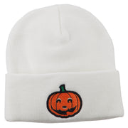 Halloween Smile Jack o Lantern Embroidered Long Beanie