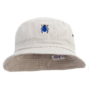 Scarab Beetle Embroidered Washed Hats - Beige M-L