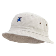 Scarab Beetle Embroidered Washed Hats - Beige M-L