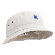 Scarab Beetle Embroidered Washed Hats - Beige M-L