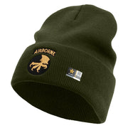 Licensed 17th Airborne Division Embroidered 12 Inch Long Knitted Beanie - Olive OSFM