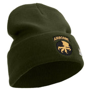 Licensed 17th Airborne Division Embroidered 12 Inch Long Knitted Beanie - Olive OSFM
