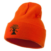 Halloween Spooky Tree Embroidered Long Beanie