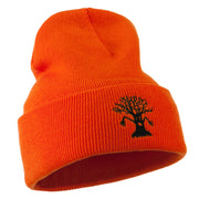 Halloween Spooky Tree Embroidered Long Beanie