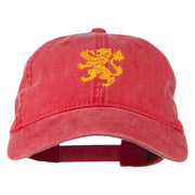 Heraldic Lion Embroidered Washed Cotton Twill Cap