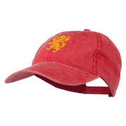 Heraldic Lion Embroidered Washed Cotton Twill Cap