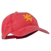 Heraldic Lion Embroidered Washed Cotton Twill Cap