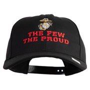 The Few The Proud US Marine Embroidered 6 Panel Structured Cotton Twill Cap Made in USA - Black OSFM