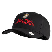The Few The Proud US Marine Embroidered 6 Panel Structured Cotton Twill Cap Made in USA - Black OSFM