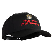 The Few The Proud US Marine Embroidered 6 Panel Structured Cotton Twill Cap Made in USA - Black OSFM