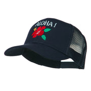 Hawaii State Flower with Aloha Embroidered Trucker Cap