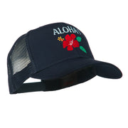 Hawaii State Flower with Aloha Embroidered Trucker Cap