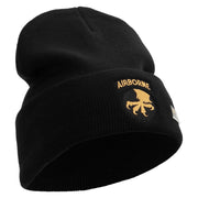 Licensed 17th Airborne Division Embroidered 12 Inch Long Knitted Beanie - Black OSFM