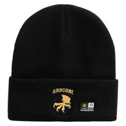 Licensed 17th Airborne Division Embroidered 12 Inch Long Knitted Beanie - Black OSFM
