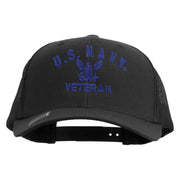 Licensed Eagle Navy Veteran Embroidered Retro Trucker Cap - Black OSFM