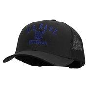 Licensed Eagle Navy Veteran Embroidered Retro Trucker Cap - Black OSFM