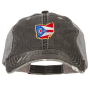 Ohio State Map Flag Embroidered Low Profile Cotton Mesh Cap