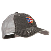 Ohio State Map Flag Embroidered Low Profile Cotton Mesh Cap