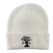 Halloween Spooky Tree Embroidered Long Beanie