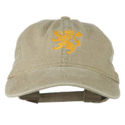 Heraldic Lion Embroidered Washed Cotton Twill Cap