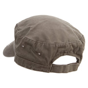 Simple Cowboy Logo Embroidered Enzyme Frayed Solid Army Caps - Olive OSFM