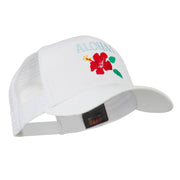 Hawaii State Flower with Aloha Embroidered Trucker Cap