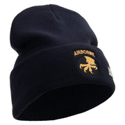 Licensed 17th Airborne Division Embroidered 12 Inch Long Knitted Beanie - Navy OSFM