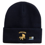 Licensed 17th Airborne Division Embroidered 12 Inch Long Knitted Beanie - Navy OSFM