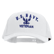 Licensed Eagle Navy Veteran Embroidered Retro Trucker Cap - White OSFM