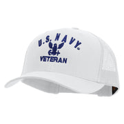 Licensed Eagle Navy Veteran Embroidered Retro Trucker Cap - White OSFM