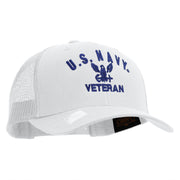 Licensed Eagle Navy Veteran Embroidered Retro Trucker Cap - White OSFM