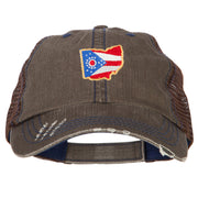 Ohio State Map Flag Embroidered Low Profile Cotton Mesh Cap