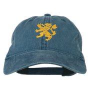 Heraldic Lion Embroidered Washed Cotton Twill Cap