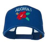 Hawaii State Flower with Aloha Embroidered Trucker Cap