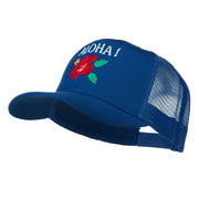 Hawaii State Flower with Aloha Embroidered Trucker Cap