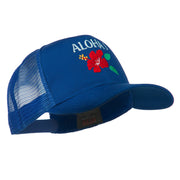 Hawaii State Flower with Aloha Embroidered Trucker Cap