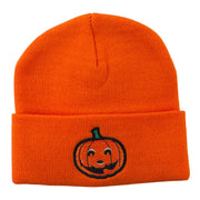 Halloween Smile Jack o Lantern Embroidered Long Beanie